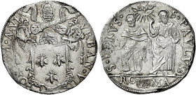 Urbano VIII (Maffeo Barberini), 6 agosto 1623 – 29 luglio 1644. 

Testone anno VI, AR 9,54 g. VRBAN VIII – PONT M A VI Stemma sormontato da triregno...