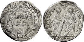Urbano VIII (Maffeo Barberini), 6 agosto 1623 – 29 luglio 1644. 

Testone anno VI, AR 9,63 g. VRBAN VIII – PONT M A VI Stemma sormontato da triregno...