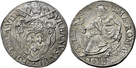 Urbano VIII (Maffeo Barberini), 6 agosto 1623 – 29 luglio 1644. 

Testone anno VIII/1632, AR 9,49 g. VRBANVS VIII – PONT M A VIII Stemma sormontato ...