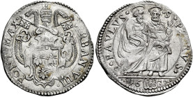 Urbano VIII (Maffeo Barberini), 6 agosto 1623 – 29 luglio 1644. 

Giulio 1632, AR 3,17 g. VRBAN VIII – PONT MAX Stemma sormontato da triregno e chia...