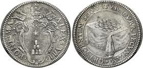 Alessandro VII (Fabio Chigi), 7 aprile 1655 – 22 maggio 1667. 

Giulio, AR 3,00 g. ALEX VII – PONT MAX Stemma sormontato da triregno e chiavi decuss...