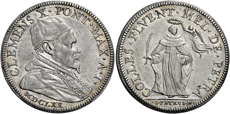 Clemente X (Emilio Altieri), 29 aprile 1670 – 22 luglio 1676. 

Testone anno I...