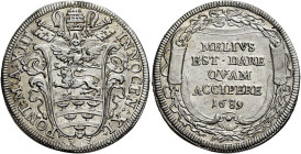 Innocenzo XI (Benedetto Odescalchi), 21 novembre 1676 – 12 agosto 1689. 

Testone anno XIII/1689, AR 9,13 g. INNOCEN XI – PONT M A XIII Stemma sormo...