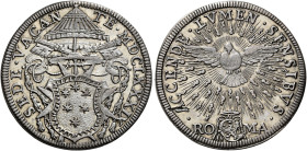 Sede Vacante (Camerlengo card. Paluzzo Paluzzi Altieri), 12 agosto – 6 novembre 1689. 

Testone 1689, AR 9,06 g. SEDE VACAN – TE MDCLXXXIX Stemma de...
