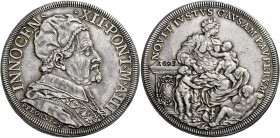 Innocenzo XII (Antonio Pignatelli), 12 luglio 1691 – 27 settembre 1700. 

Piastra anno III/1693, AR 31,94 g. INNOCEN – XII PONT M A III Busto a d. c...