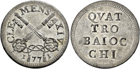 Clemente XIV (Giovanni Vincenzo Antonio Ganganelli), 19 maggio 1769 – 22 settembre 1774. 

Muraiola da 4 baiocchi 1771, Mist. 3,44 g. CLE – MENS – X...