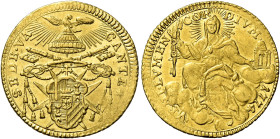 Sede Vacante (Camerlengo card. Carlo Rezzonico), 22 settembre 1774 – 15 febbraio 1775. 

Zecchino 1774, AV 3,40 g. SEDE VA – CANTE Stemma del camerl...