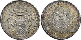 Sede Vacante (Camerlengo card. Carlo Rezzonico), 22 settembre 1774 – 15 febbraio 1775. 

Mezzo scudo romano 1774, AR 13,21 g. SEDE VACAN – TE MDCCLX...