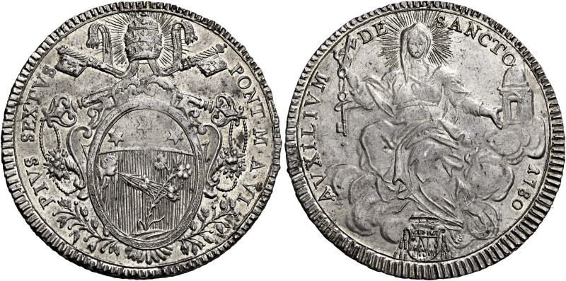 Pio VI (Giannangelo Braschi), 15 febbraio 1775 – 29 agosto 1799. 

Scudo roman...