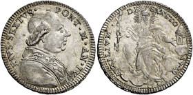 Pio VI (Giannangelo Braschi), 15 febbraio 1775 – 29 agosto 1799. 

Quinto di scudo anno IV/1779, AR 5,28 g. PIVS SEXTVS – PONT M AN IV Busto a d. co...