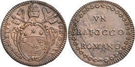 Pio VI (Giannangelo Braschi), 15 febbraio 1775 – 29 agosto 1799. 

Baiocco romano anno XX, Cu 8,95 g. PIVS SEXTVS – PON M A XX Stemma sormontato da ...
