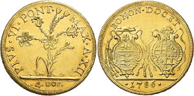 Pio VI (Giannangelo Braschi), 15 febbraio 1775 – 29 agosto 1799. Bologna 

Da 4 doppie romane anno XII/1786, AV 21,82 g. PIVS VI PONT – MAX A XII Pi...