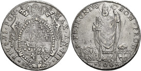 Pio VI (Giannangelo Braschi), 15 febbraio 1775 – 29 agosto 1799. Bologna 

Scudo romano anno III/1777, AR 26,44 g. PIVS VI PON – MAX AN III Stemma s...