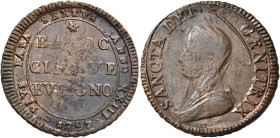Pio VI (Giannangelo Braschi), 15 febbraio 1775 – 29 agosto 1799. Foligno 

Madonnina da 5 baiocchi anno XXIII/1797, Cu 14,43 g. PIVS PAPA SEXTVS ANN...