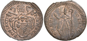 Pio VI (Giannangelo Braschi), 15 febbraio 1775 – 29 agosto 1799. Foligno 

Quattrino anno XX, Cu 2,98 g. PIVS SEXTVS – PON M A XX Stemma sormontato ...