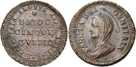 Pio VI (Giannangelo Braschi), 15 febbraio 1775 – 29 agosto 1799. Gubbio 

Madonnina da 5 baiocchi anno XXIII/1797, Cu 15,78 g. PIVS PAPA SEXTVS ANNO...