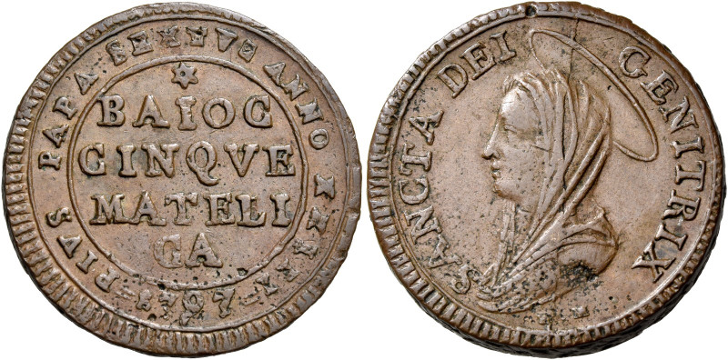 Pio VI (Giannangelo Braschi), 15 febbraio 1775 – 29 agosto 1799. Matelica 

Ma...