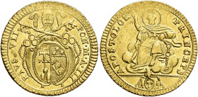 Pio VII (Gregorio Luigi Barnaba Chiaramonti), 14 marzo 1800 – 20 agosto 1823. 

Doppia anno III, AV 5,42 g. Variante al dr. con le V ottenute da pun...