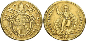 Pio VII (Gregorio Luigi Barnaba Chiaramonti), 14 marzo 1800 – 20 agosto 1823. 

Doppia anno XVIII, AV 5,28 g. Rv. armetta Zambelli de Turribus. Paga...