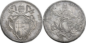 Pio VII (Gregorio Luigi Barnaba Chiaramonti), 14 marzo 1800 – 20 agosto 1823. 

Scudo anno XVI/1815, AR 26,35 g. Caratteri piccoli della legenda del...