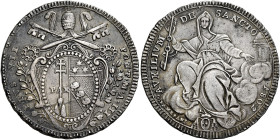 Pio VII (Gregorio Luigi Barnaba Chiaramonti), 14 marzo 1800 – 20 agosto 1823. 

Mezzo scudo anno III/1802, AR 13,13 g. Pagani 69a. Muntoni 12a var. ...