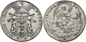Sede Vacante (Camerlengo card. Bartolomeo Pacca), 20 agosto – 27 settembre 1823. Bologna 

Mezzo scudo 1823, AR 13,19 g. Pagani 113. Muntoni 5. Chim...