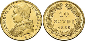 Gregorio XVI (Bartolomeo Alberto detto Mauro Cappellari della Colomba), 2 febbraio 1831 – 1 giugno 1846. 

Da 10 scudi anno V/1835, AV 17,36 g. Paga...