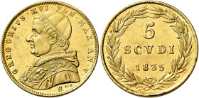 Gregorio XVI (Bartolomeo Alberto detto Mauro Cappellari della Colomba), 2 febbraio 1831 – 1 giugno 1846. 

Da 5 scudi anno V/1835, AV 8,71 g. Bologn...