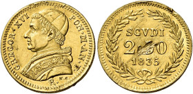 Gregorio XVI (Bartolomeo Alberto detto Mauro Cappellari della Colomba), 2 febbraio 1831 – 1 giugno 1846. 

Da 2,50 scudi anno V/1835, AV 4,34 g. Pag...