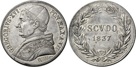 Gregorio XVI (Bartolomeo Alberto detto Mauro Cappellari della Colomba), 2 febbraio 1831 – 1 giugno 1846. 

Scudo anno VII/1837, AR 26,91 g. Pagani 2...