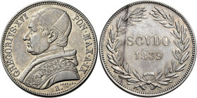 Gregorio XVI (Bartolomeo Alberto detto Mauro Cappellari della Colomba), 2 febbraio 1831 – 1 giugno 1846. 

Scudo anno IX/1839, AR 26,78 g. Pagani 20...