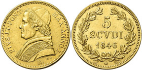 Pio IX (Giovanni Maria Mastai Ferretti), 16 giugno 1846 – 7 febbraio 1878. I periodo, 1846-1848 

Da 5 scudi anno I/1846, AV 8,66 g. Pagani 304. MIR...