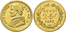 Pio IX (Giovanni Maria Mastai Ferretti), 16 giugno 1846 – 7 febbraio 1878. II periodo, 1849-1866 

Da 2,50 scudi anno X/1856, AV 4,31 g. Pagani 360....