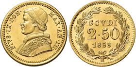 Pio IX (Giovanni Maria Mastai Ferretti), 16 giugno 1846 – 7 febbraio 1878. II periodo, 1849-1866 

Da 2,50 scudi anno XII/1858, AV 4,31 g. Pagani 36...