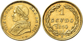 Pio IX (Giovanni Maria Mastai Ferretti), 16 giugno 1846 – 7 febbraio 1878. II periodo, 1849-1866 

Scudo anno VIII/1854, AV 1,70 g. Bologna. Pagani ...
