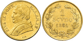 Pio IX (Giovanni Maria Mastai Ferretti), 16 giugno 1846 – 7 febbraio 1878. II periodo, 1849-1866 

Scudo anno XV/1861, AV 1,72 g. Pagani 384. MIR 31...