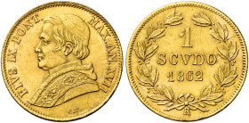 Pio IX (Giovanni Maria Mastai Ferretti), 16 giugno 1846 – 7 febbraio 1878. II periodo, 1849-1866 

Scudo anno XVII/1862, AV 1,73 g. Pagani 387. MIR ...