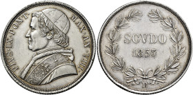 Pio IX (Giovanni Maria Mastai Ferretti), 16 giugno 1846 – 7 febbraio 1878. II periodo, 1849-1866 

Scudo anno VIII/1853, AR 26,82 g. Bologna. Pagani...