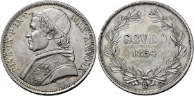 Pio IX (Giovanni Maria Mastai Ferretti), 16 giugno 1846 – 7 febbraio 1878. II periodo, 1849-1866 

Scudo anno IX/1854, AR 26,78 g. Pagani 396. MIR 3...