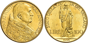 Pio XI (Achille Ratti), 6 febbraio 1922 – 10 febbraio 1939. 

Da 100 lire anno XIII/1934. Pagani 617. Friedberg 283. q.Fdc