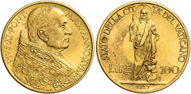 Pio XI (Achille Ratti), 6 febbraio 1922 – 10 febbraio 1939. 

Da 100 lire anno XVI/1937. Pagani 620. Friedberg 285. Rarissima. q.Fdc