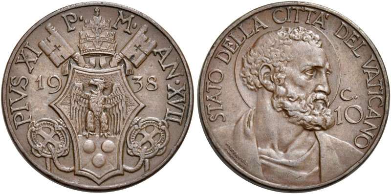 Pio XI (Achille Ratti), 6 febbraio 1922 – 10 febbraio 1939. 

Da 10 centesimi ...