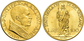 Pio XII (Eugenio Pacelli), 2 marzo 1939 – 9 ottobre 1958. 

Da 100 lire anno II/1940. Pagani 706. Friedberg 286. Fdc