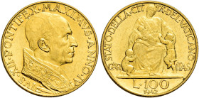 Pio XII (Eugenio Pacelli), 2 marzo 1939 – 9 ottobre 1958. 

Da 100 lire anno IV/1942. Pagani 708. Friedberg 287. q.Fdc
