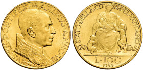 Pio XII (Eugenio Pacelli), 2 marzo 1939 – 9 ottobre 1958. 

Da 100 lire anno VII/1945. Pagani 711. Friedberg 287. Molto rara. q.Fdc