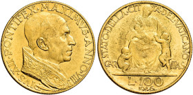 Pio XII (Eugenio Pacelli), 2 marzo 1939 – 9 ottobre 1958. 

Da 100 lire anno VIII/1946. Pagani 712. Friedberg 287. Molto rara . Migliore di Spl