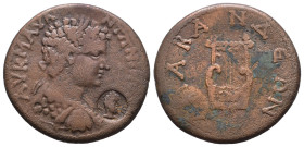 CARIA, Alabanda. Caracalla. AD 198-217. Ae. Laureate, draped, and cuirassed bust right / Kithara.