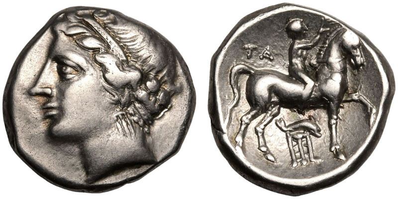 MAGNA GRAECIA. CALABRIA, TARENTUM. 
Silver nomos, circa 281-228 BC. 
'Campano-...