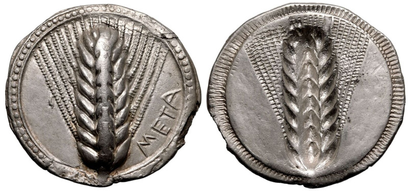 MAGNA GRAECIA. LUCANIA, METAPONTION. 
Silver stater, circa 510-470 BC. 
Obv: e...