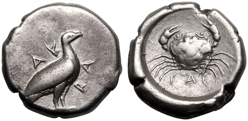 MAGNA GRAECIA. SICILY, AKRAGAS. 
Silver didrachm, circa 480-470 BC. 
Obv: AKPA...